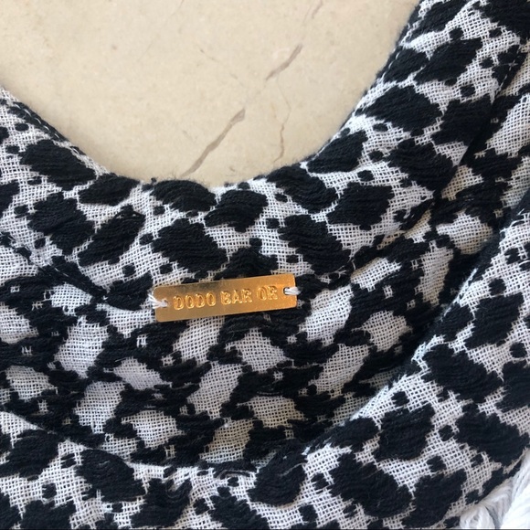 Dodo Bar Or NWOT Black and White Fringe Top Sz S - Picture 3 of 5